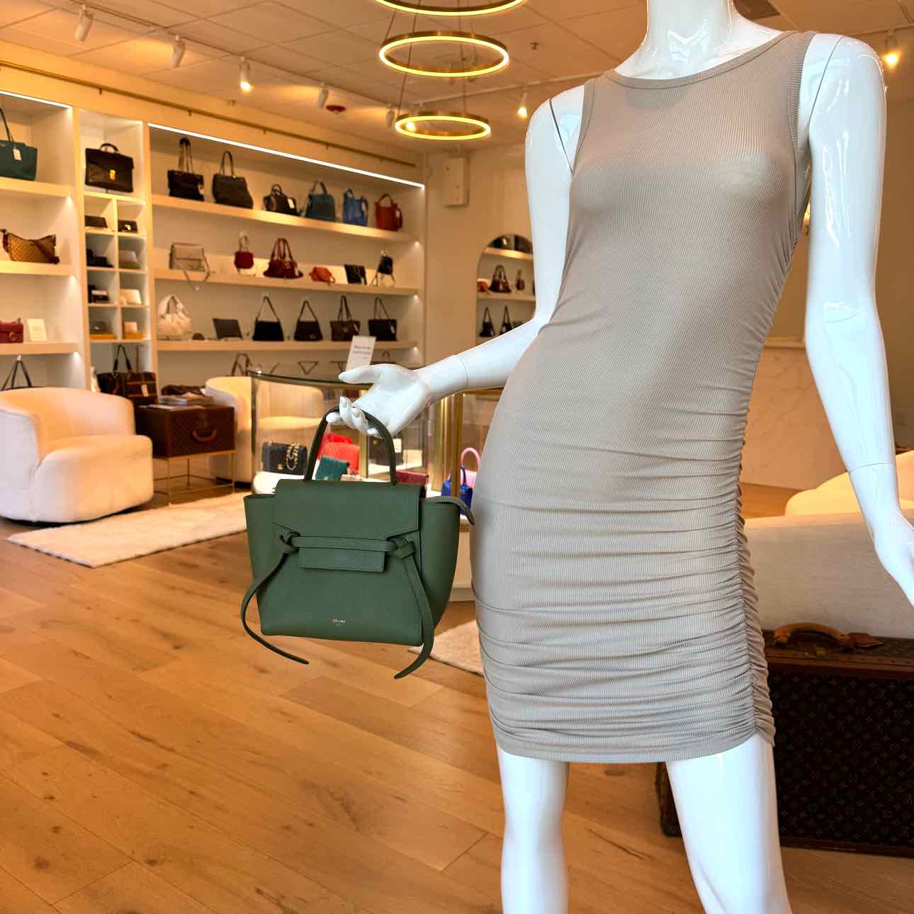 CELINE Grained Calfskin Micro Belt Bag Khaki