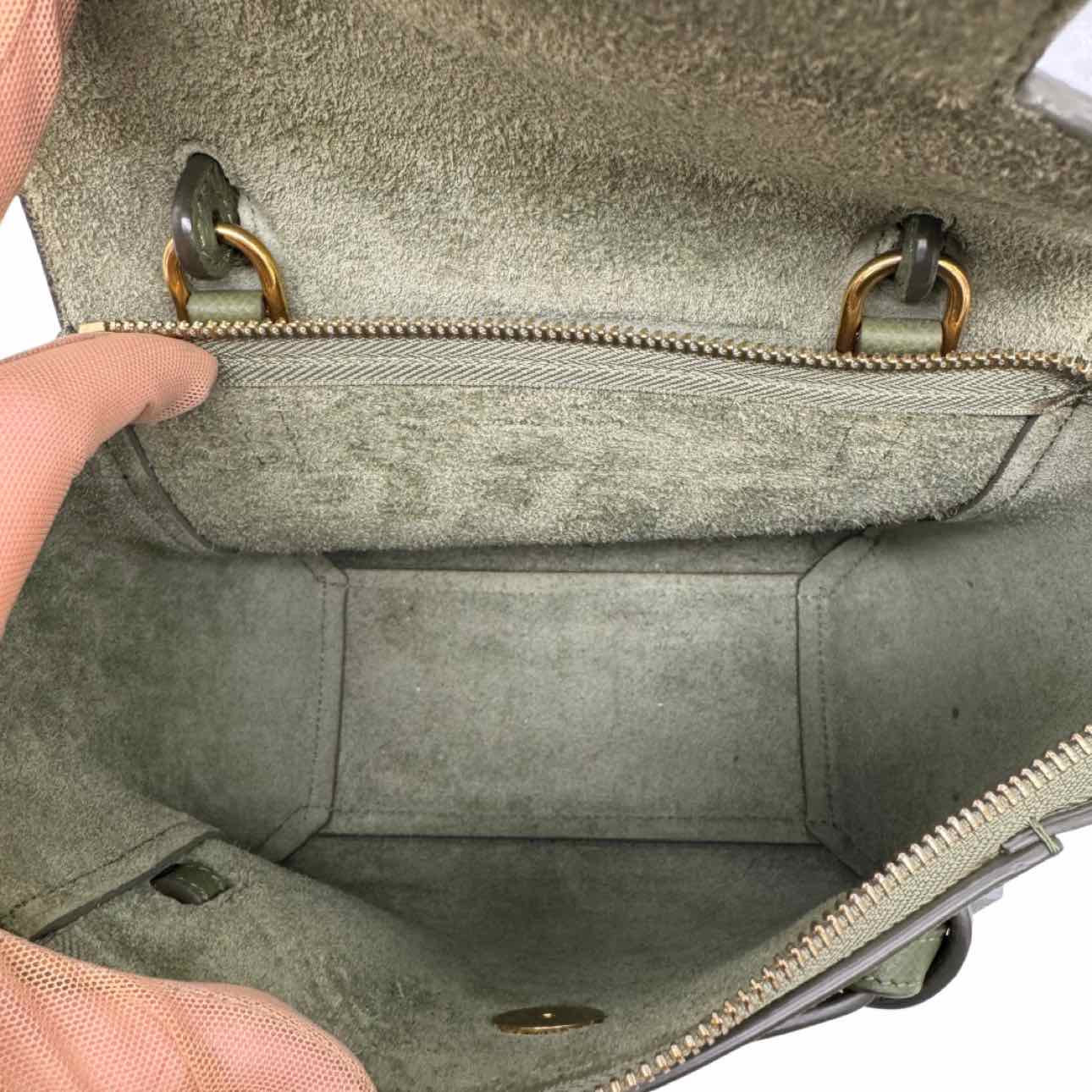 CELINE Grained Calfskin Micro Belt Bag Khaki