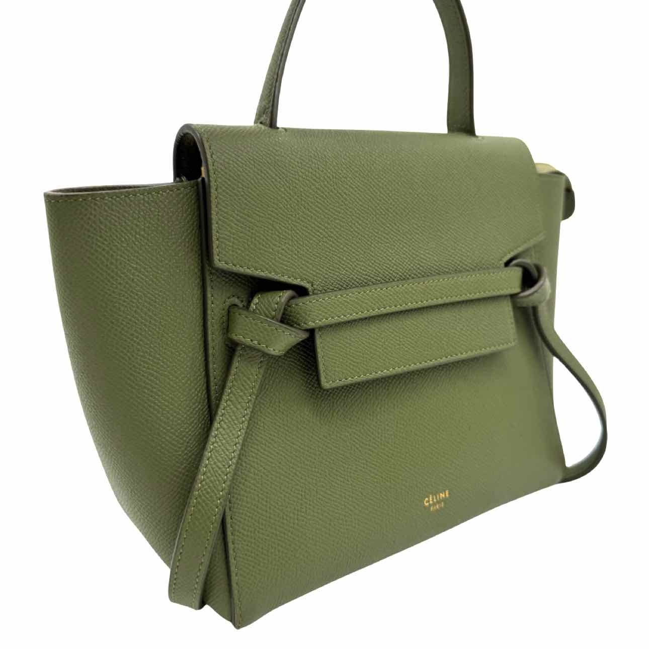 CELINE Grained Calfskin Micro Belt Bag Khaki