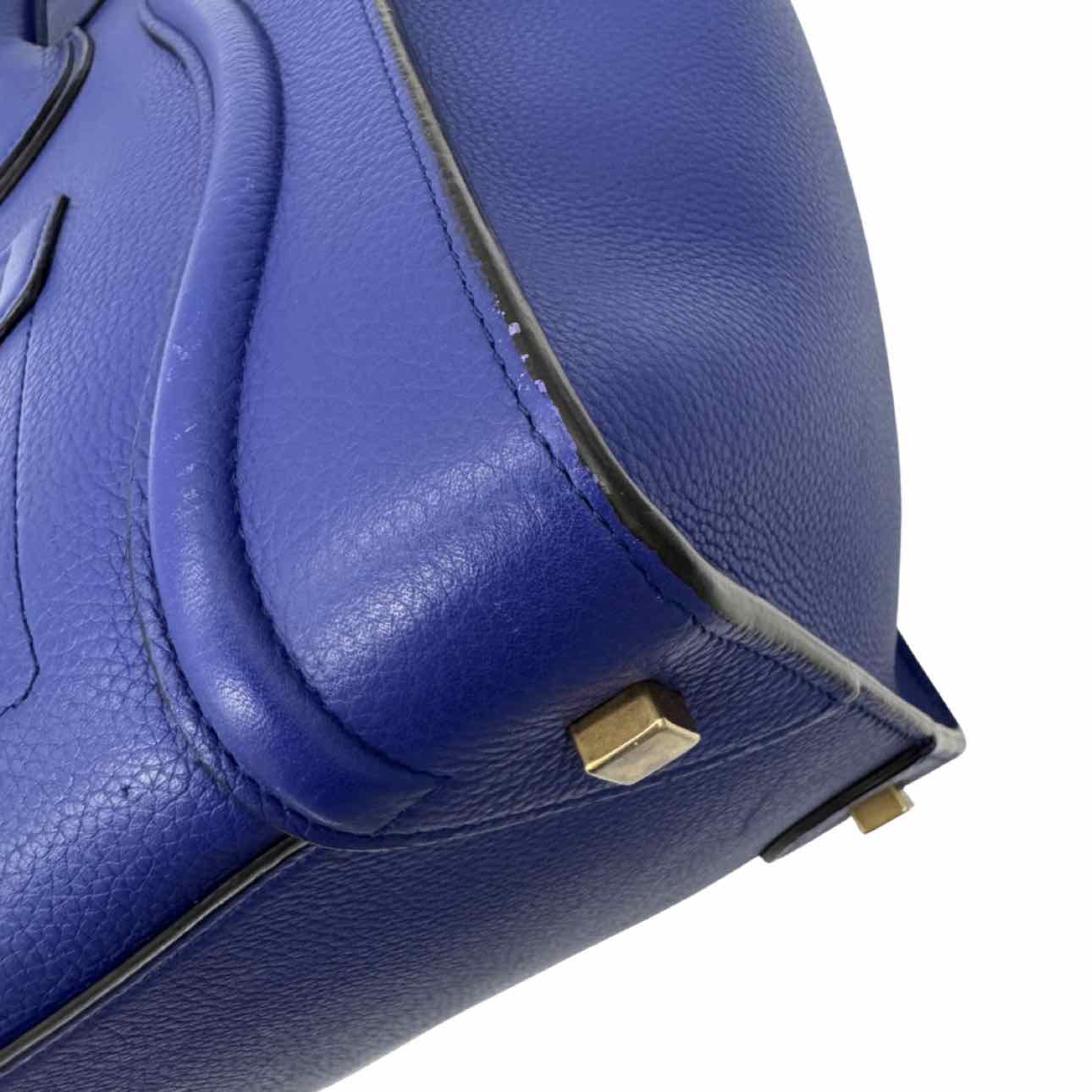 CELINE Grained Calfskin Mini Luggage Tote Blue