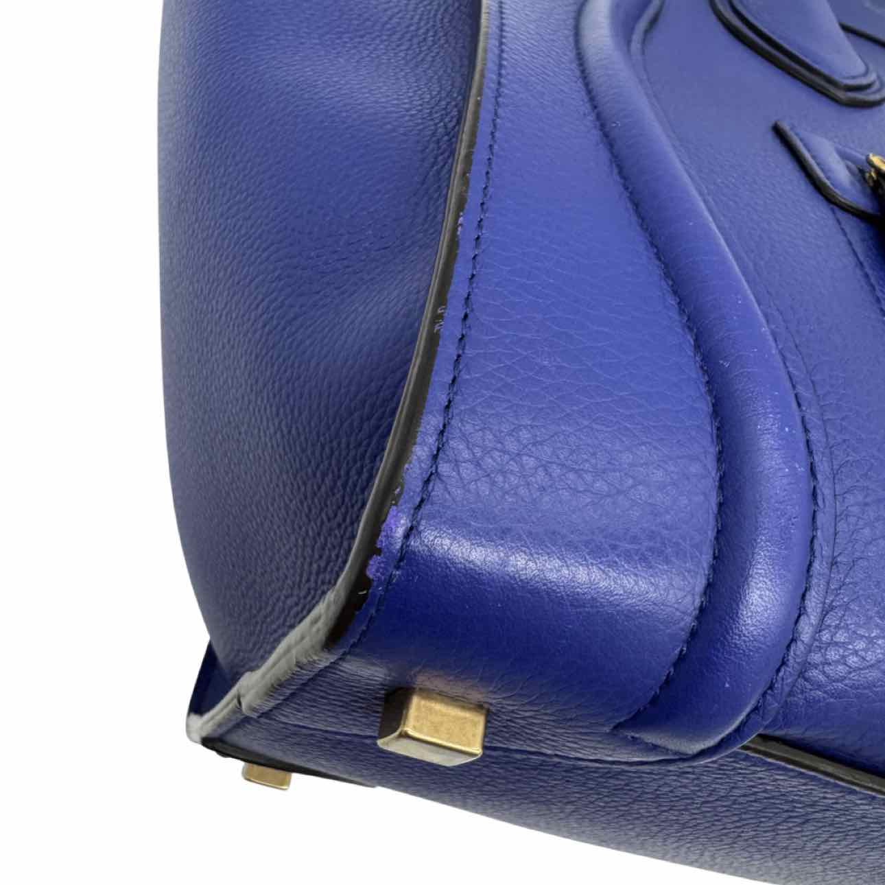 CELINE Grained Calfskin Mini Luggage Tote Blue