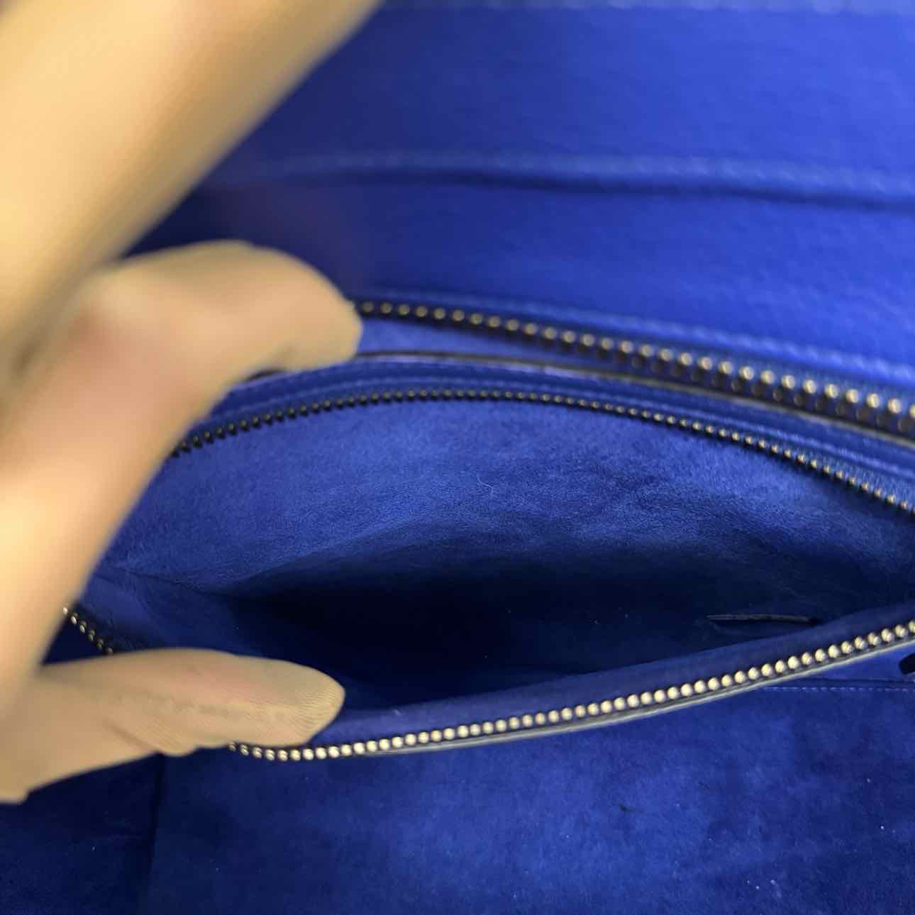CELINE Grained Calfskin Mini Luggage Tote Blue