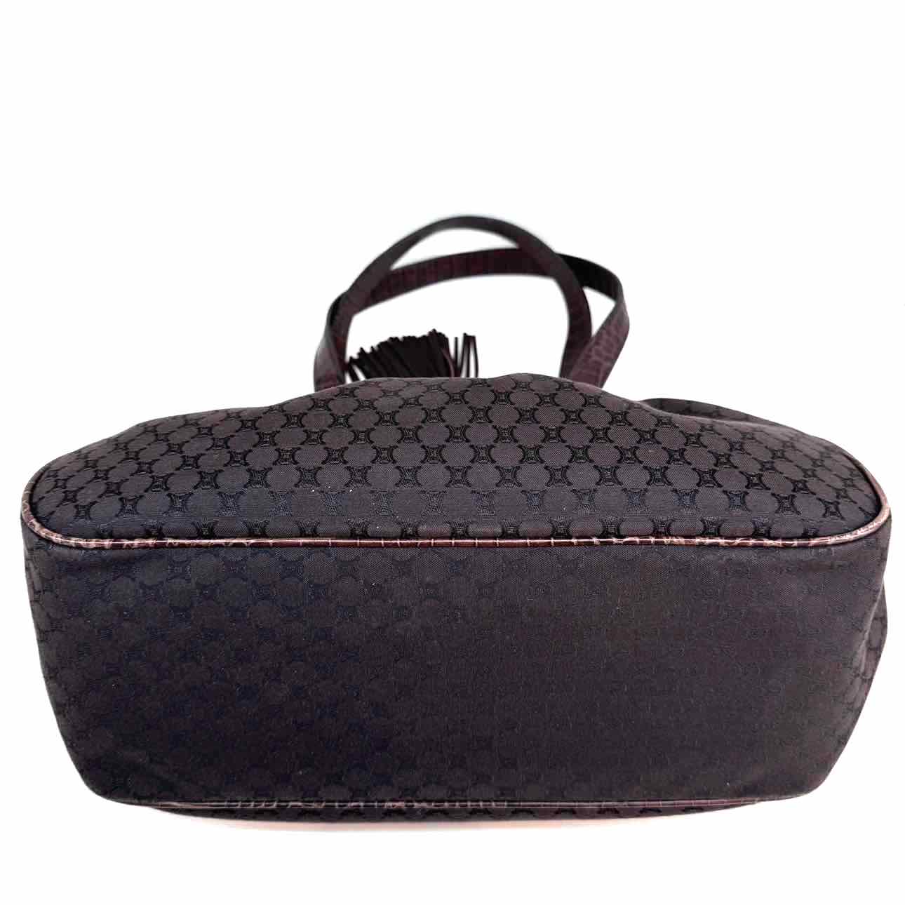 CELINE Macadam Canvas Tassel Shoulder Bag Brown (Pre-Owned)