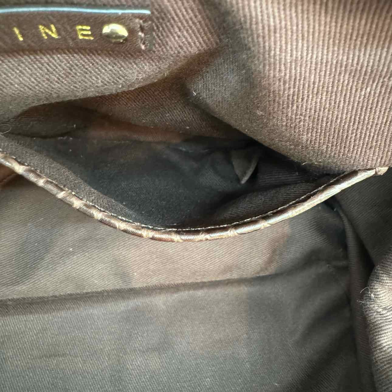 CELINE Macadam Canvas Tassel Shoulder Bag Brown (Pre-Owned)