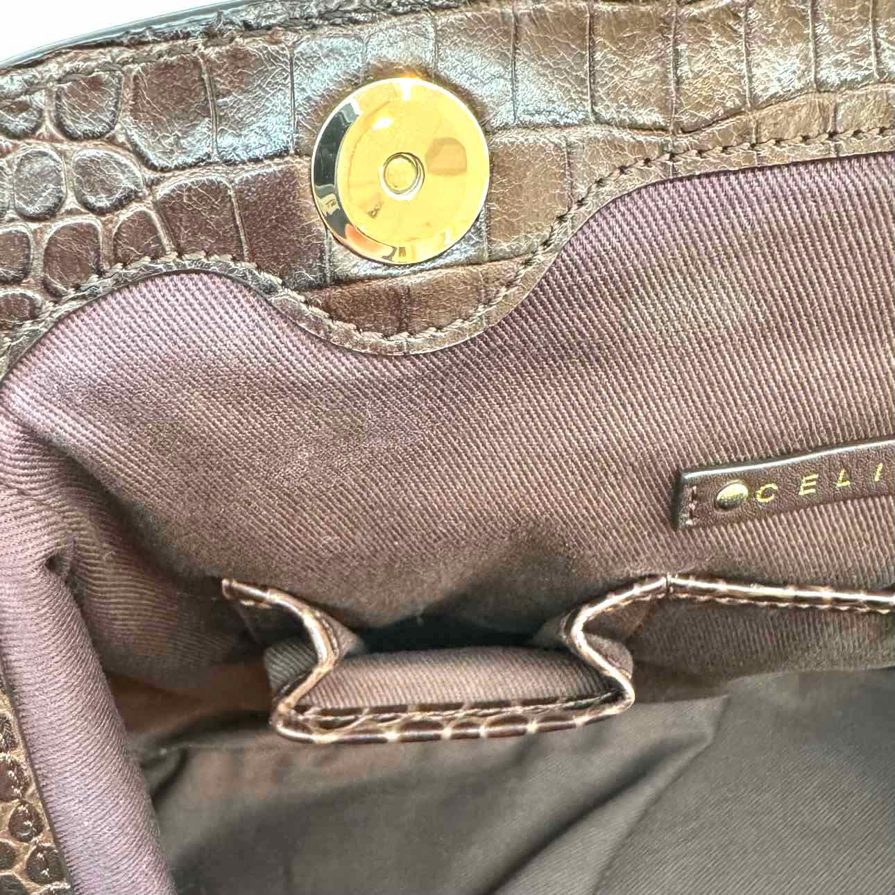 CELINE Macadam Canvas Tassel Shoulder Bag Brown (Pre-Owned)