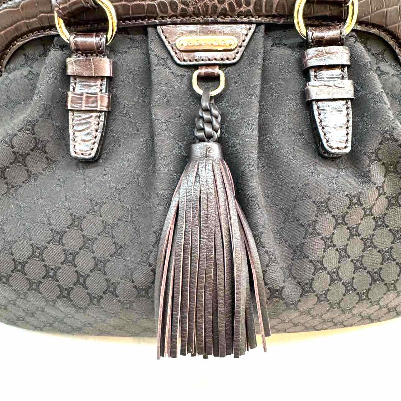 CELINE Macadam Canvas Tassel Shoulder Bag Brown (Pre-Owned)
