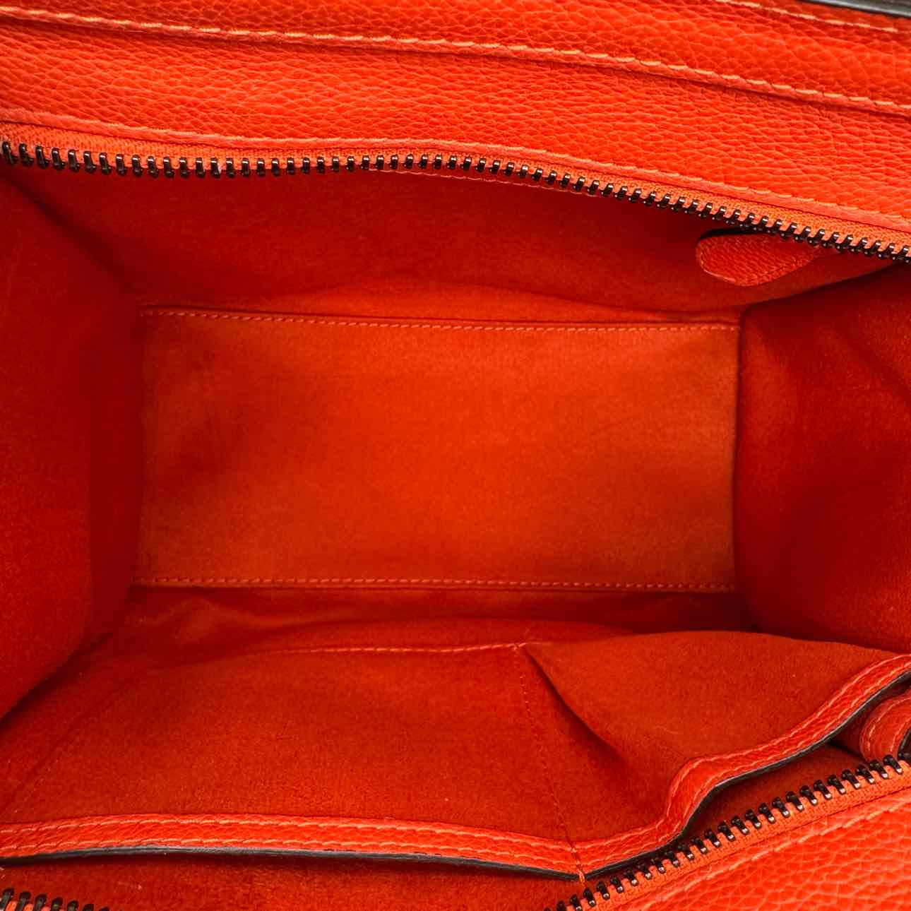 CELINE Smooth Calfskin Mini Luggage Tote Bag Orange