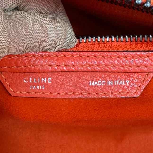 CELINE Smooth Calfskin Mini Luggage Tote Bag Orange