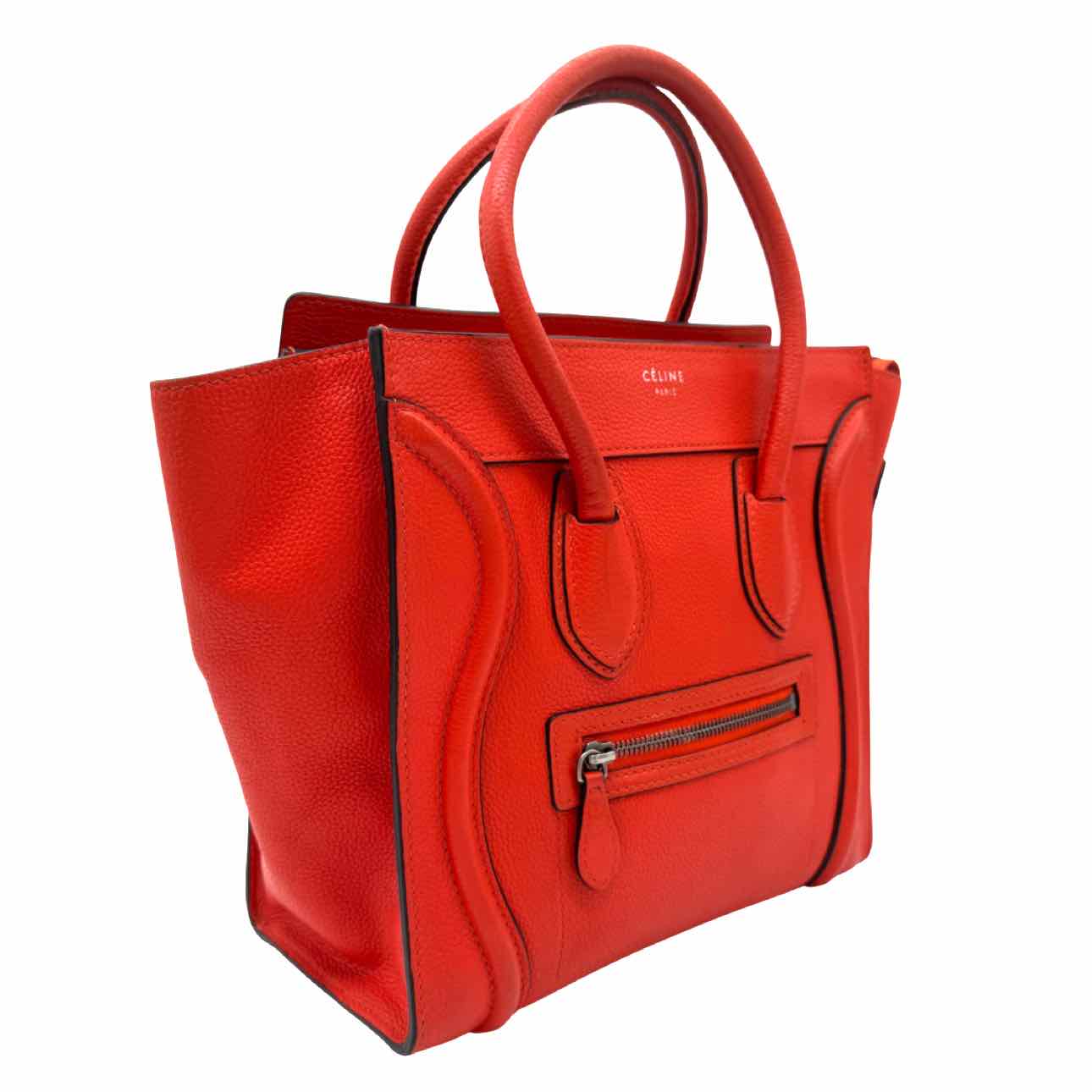 CELINE Smooth Calfskin Mini Luggage Tote Bag Orange