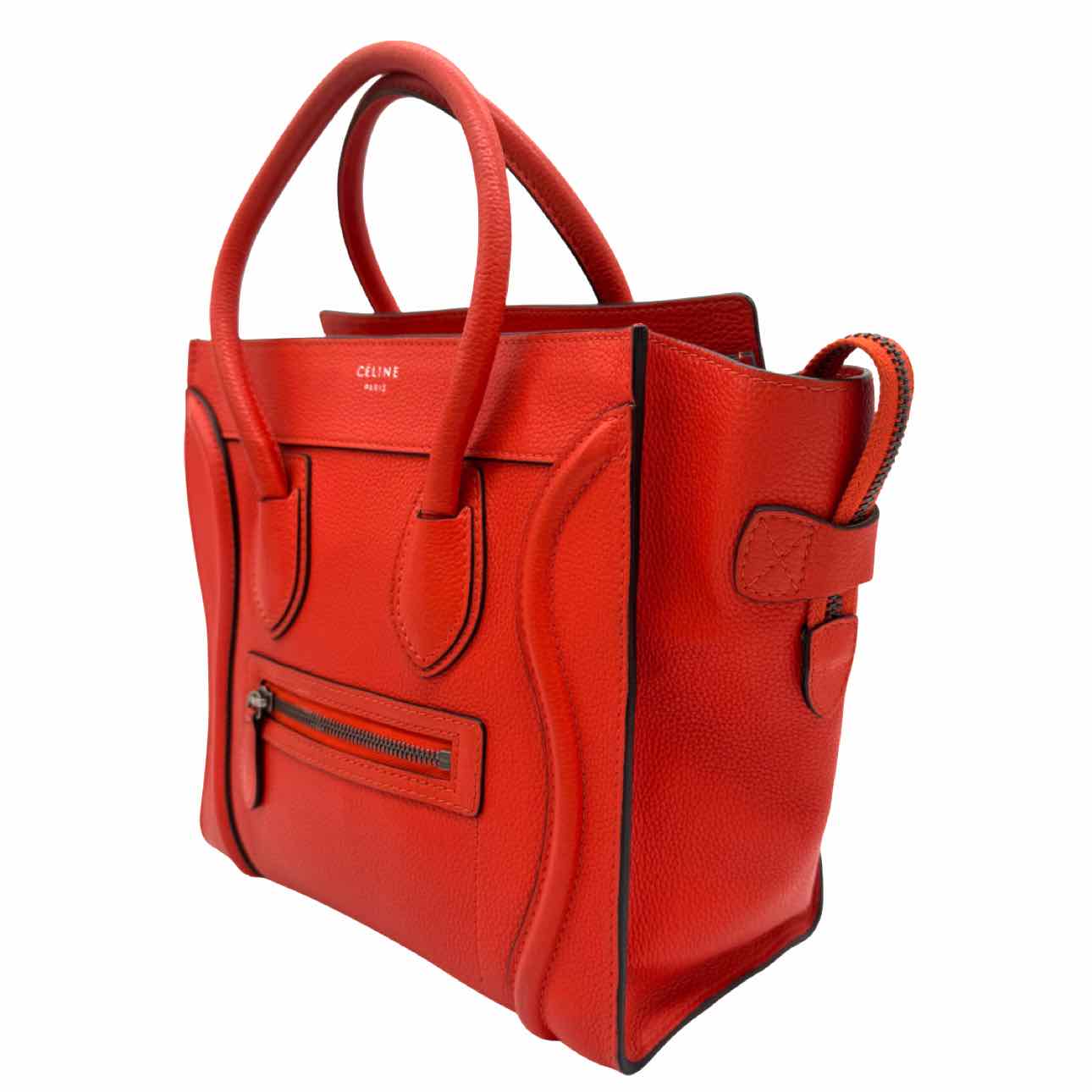 CELINE Smooth Calfskin Mini Luggage Tote Bag Orange