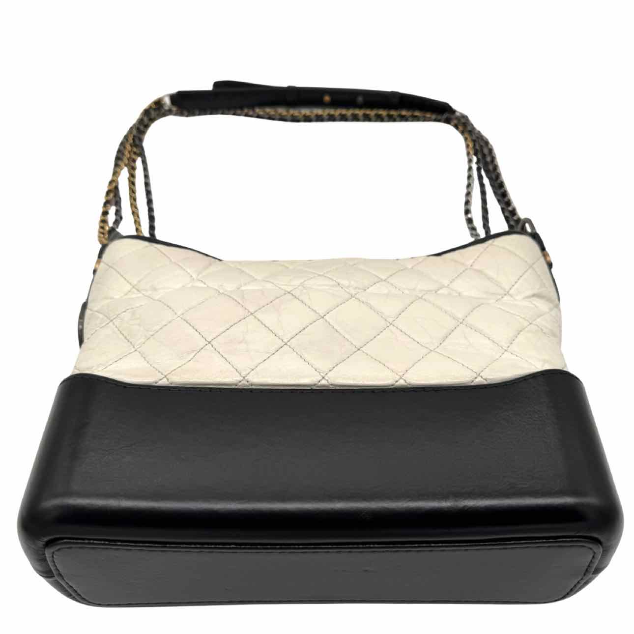 CHANEL Aged Calfkin Quilted Medium Gabrielle White Hobo Bag