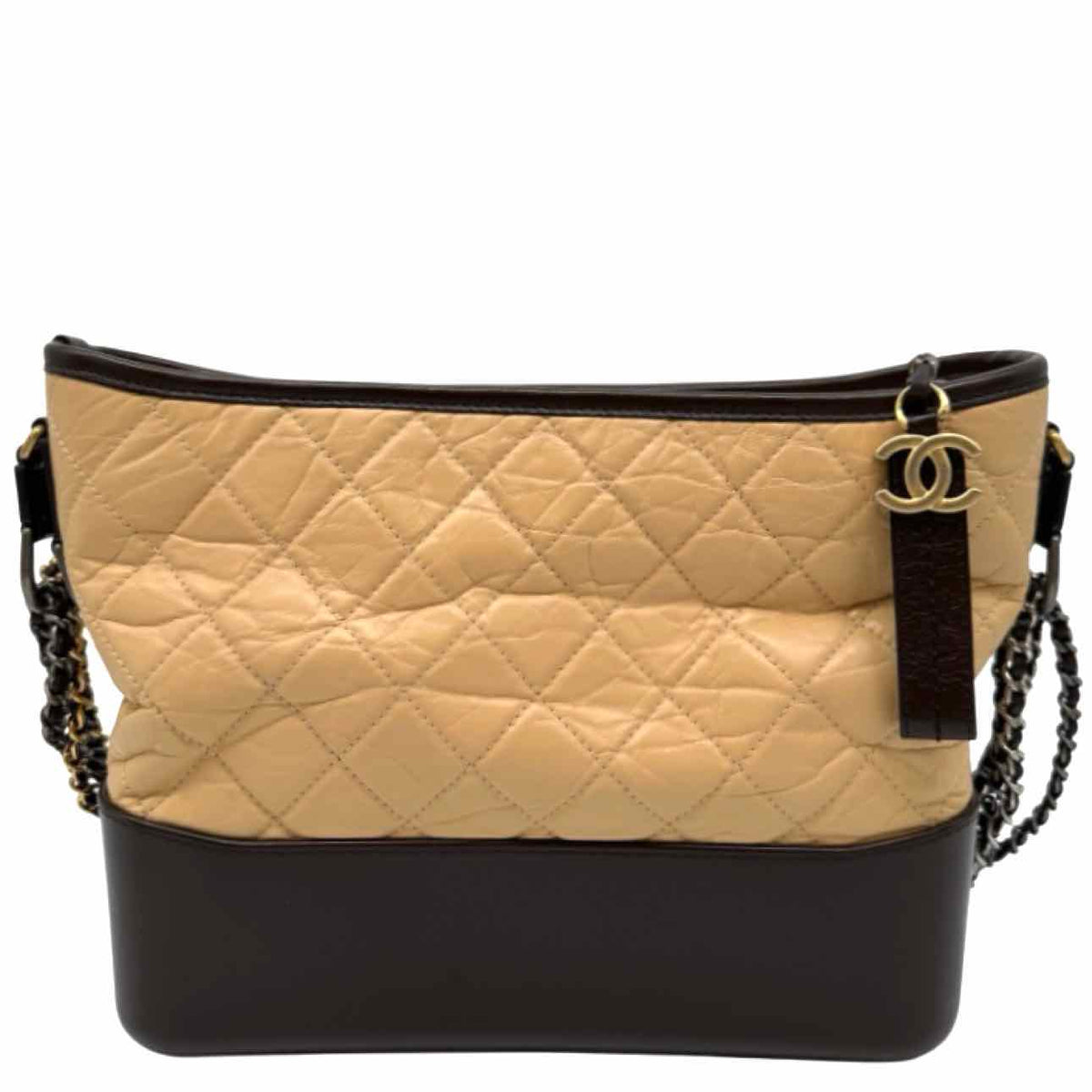 CHANEL Aged Calfskin Medium Gabrielle Hobo Bag Beige