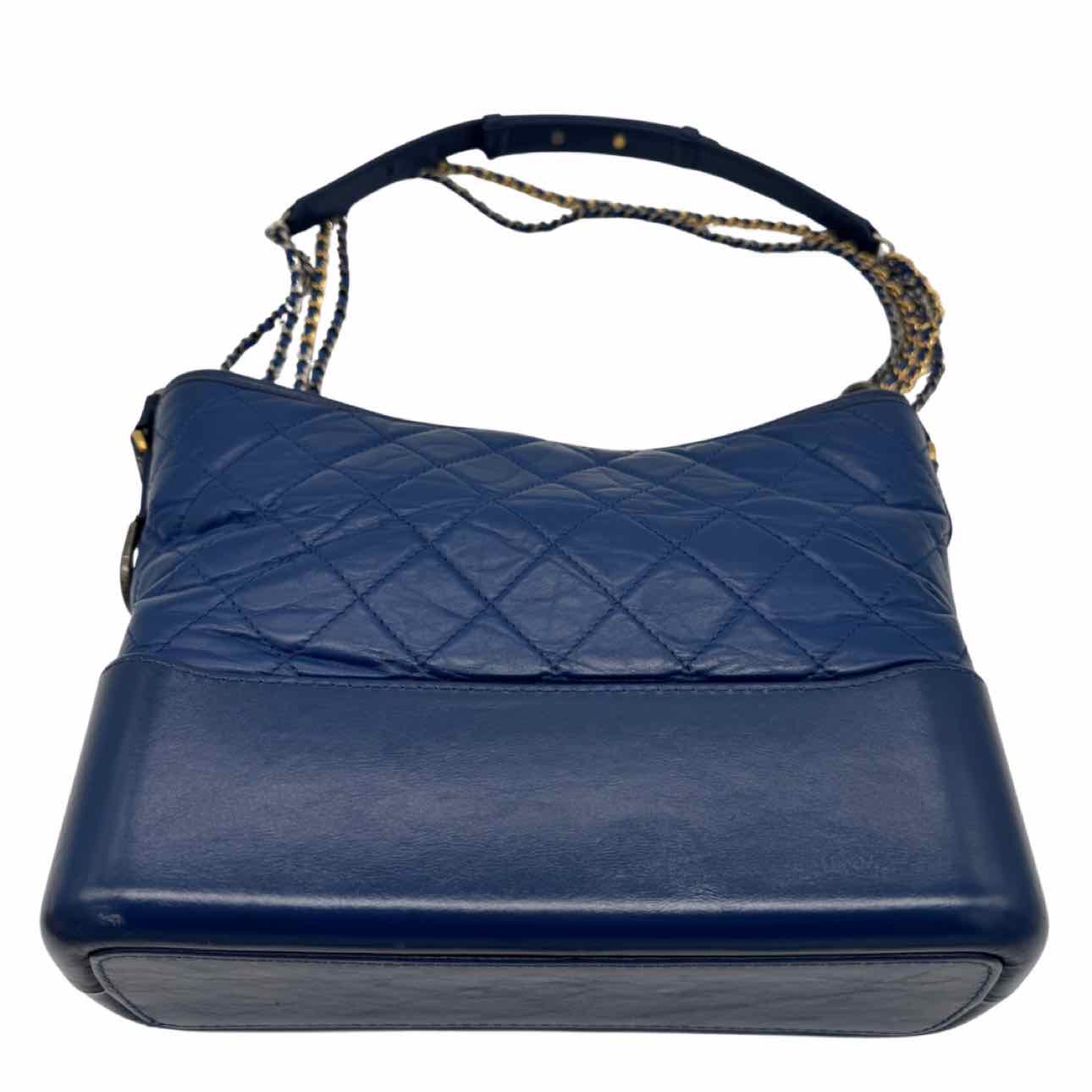 CHANEL Aged Calfskin Quilted Medium Gabrielle Hobo Bag Navy