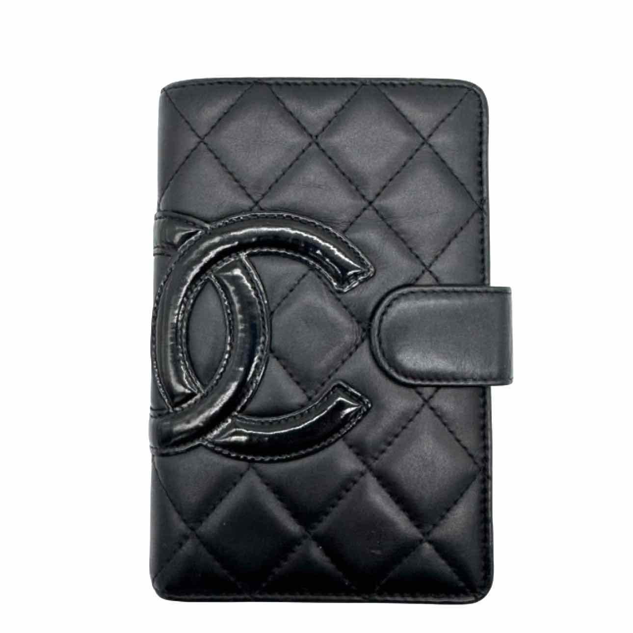 CHANEL Calfskin Cambon Line Bi-fold Wallet Black