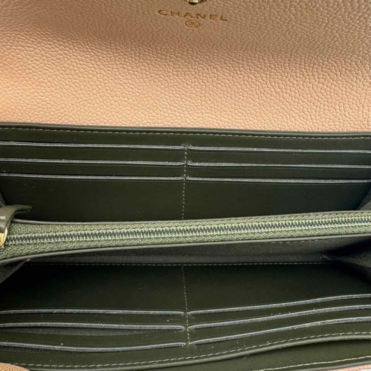 CHANEL Calfskin Matelasse Long Boy Flap Wallet Beige