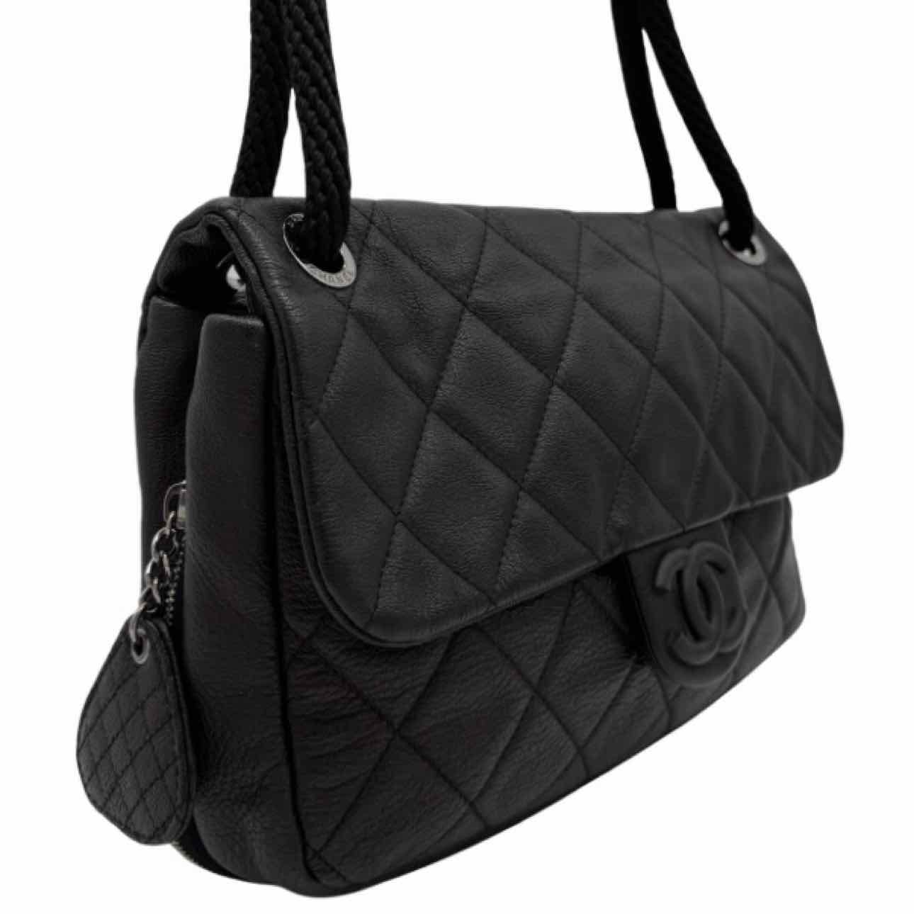 CHANEL Calfskin Yacht Jumbo Flap Black