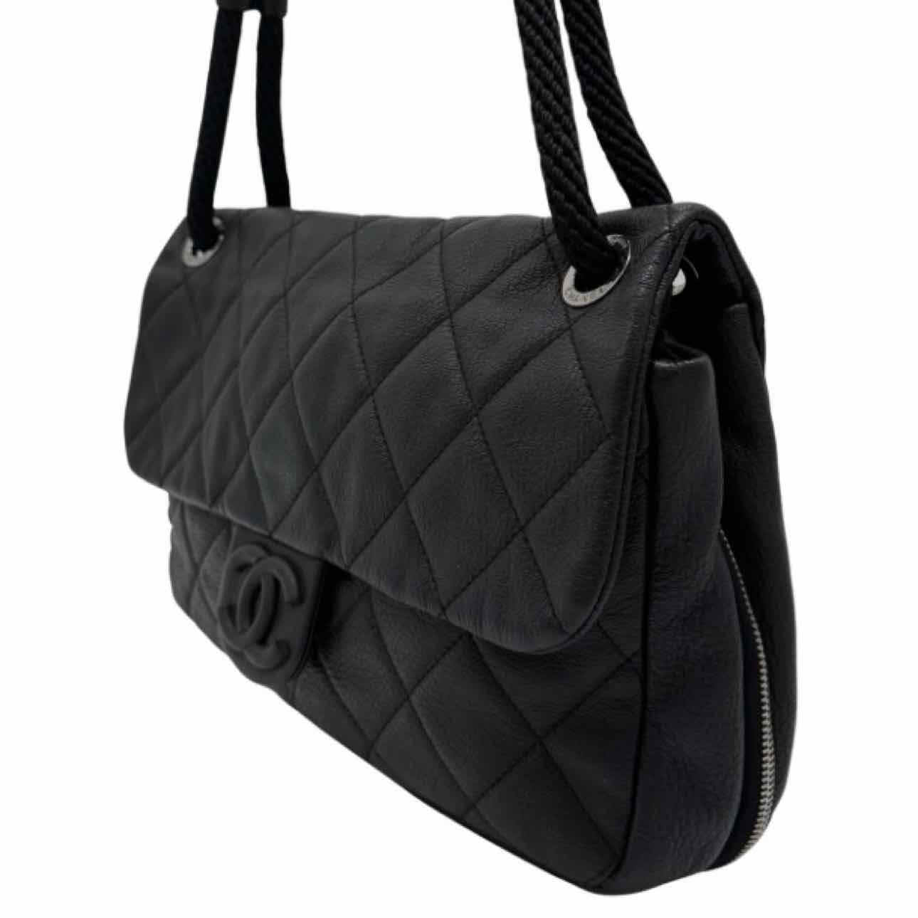 CHANEL Calfskin Yacht Jumbo Flap Black