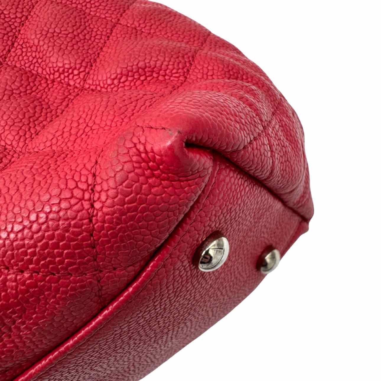 CHANEL Caviar Leather French Riviera Hobo Bag Red