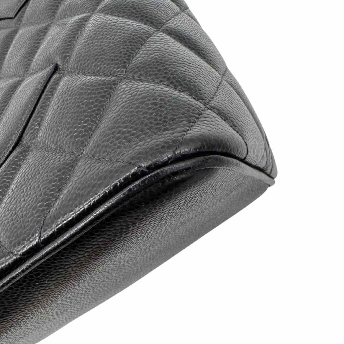 CHANEL Caviar Leather Medallion Tote Black Gold HW