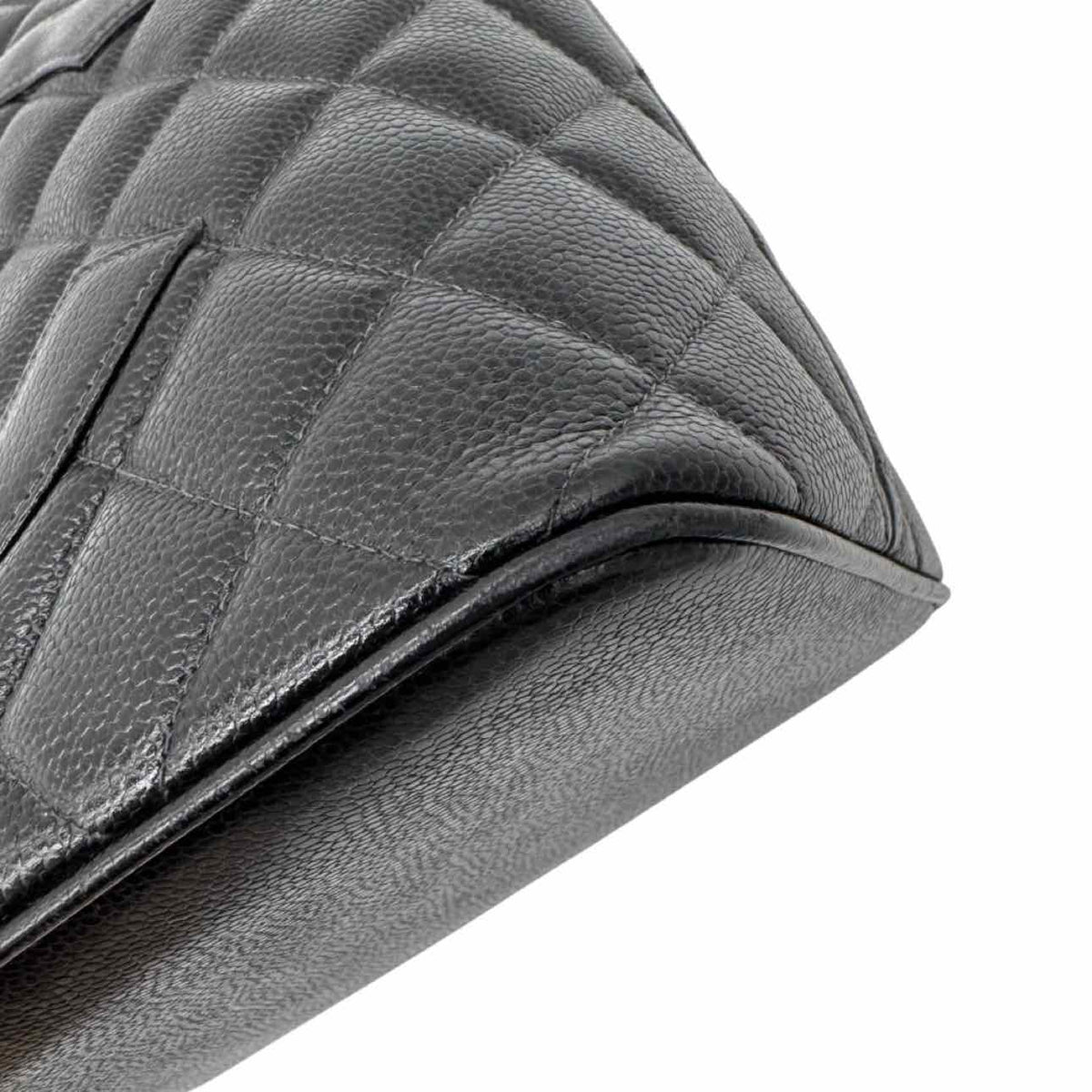 CHANEL Caviar Leather Medallion Tote Black Silver HW