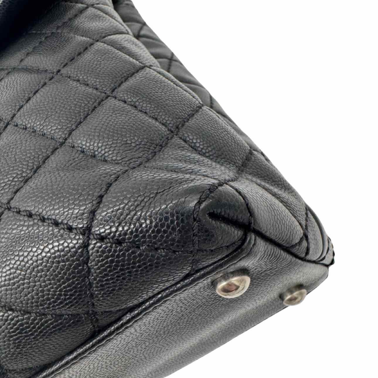 CHANEL Caviar Quilted Large Coco Lizard Handle Flap Black