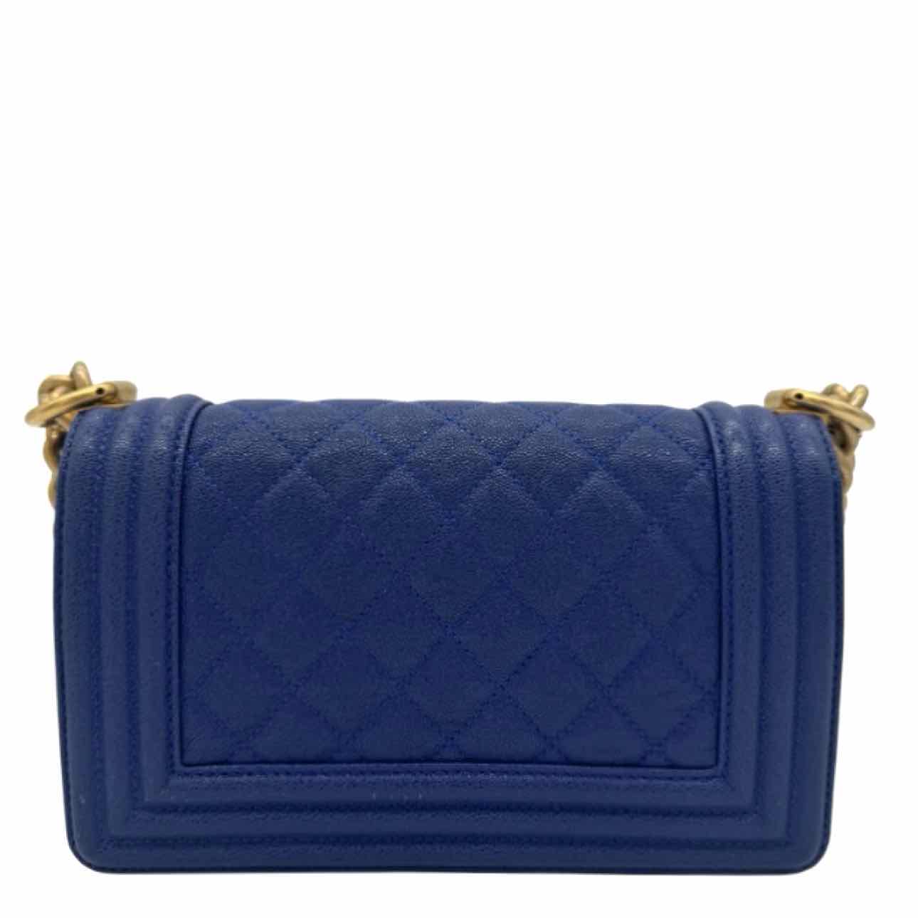 CHANEL Caviar Quilted Small Boy Bag Blue