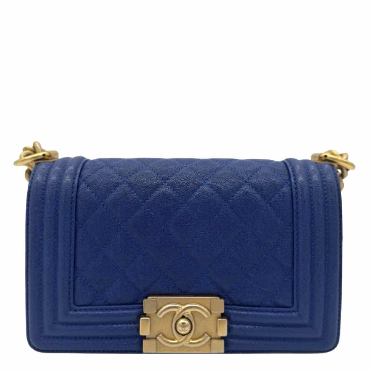 CHANEL Caviar Quilted Small Boy Bag Blue