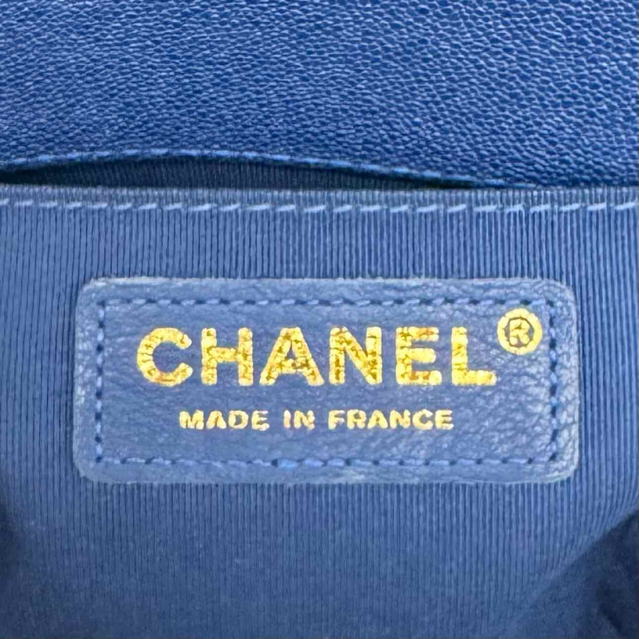 CHANEL Caviar Quilted Small Boy Bag Blue