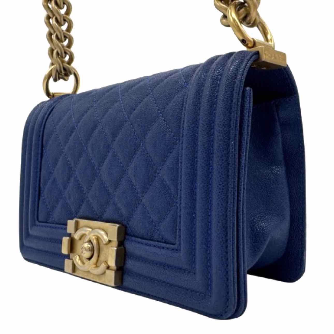 CHANEL Caviar Quilted Small Boy Bag Blue