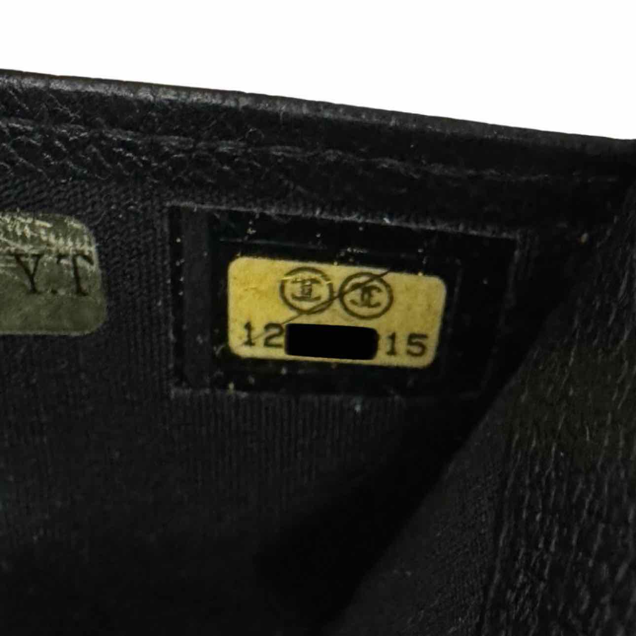 CHANEL Goatskin Camellia Card Holder Black