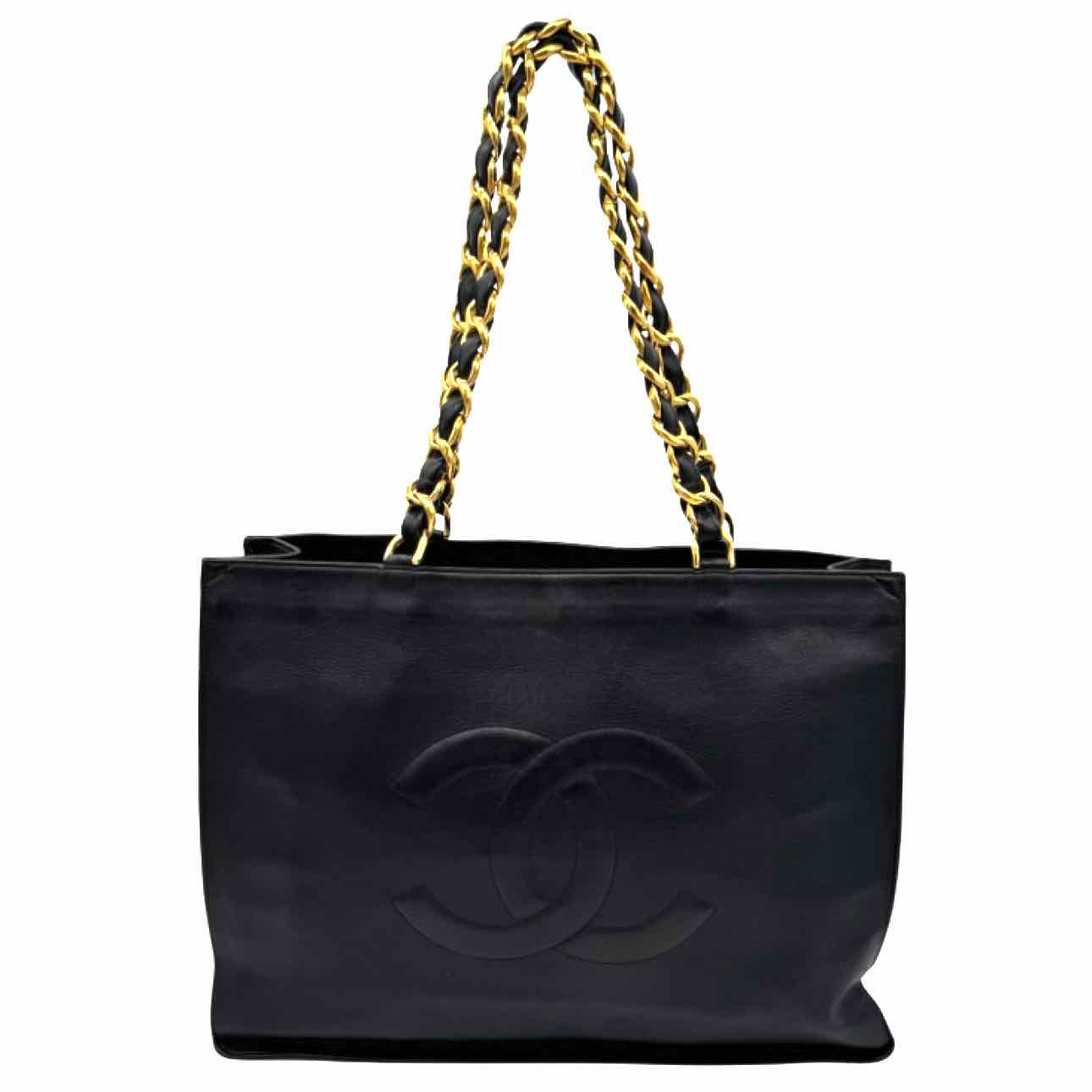 CHANEL Lambskin Jumbo XL CC Chain Shopping Tote Black