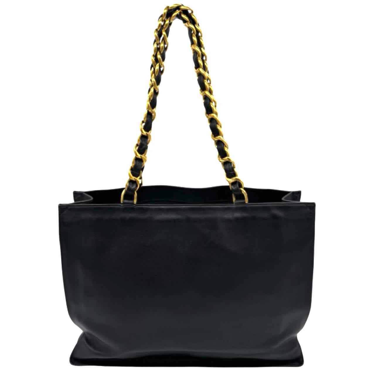 CHANEL Lambskin Jumbo XL CC Chain Shopping Tote Black