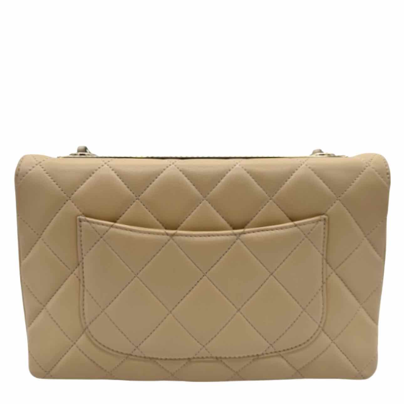 CHANEL Lambskin Matelasse Medium Trendy CC Flap Beige