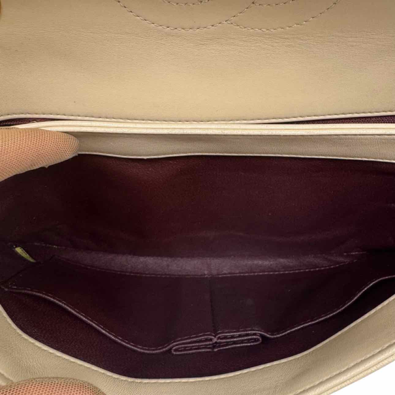 CHANEL Lambskin Matelasse Medium Trendy CC Flap Beige