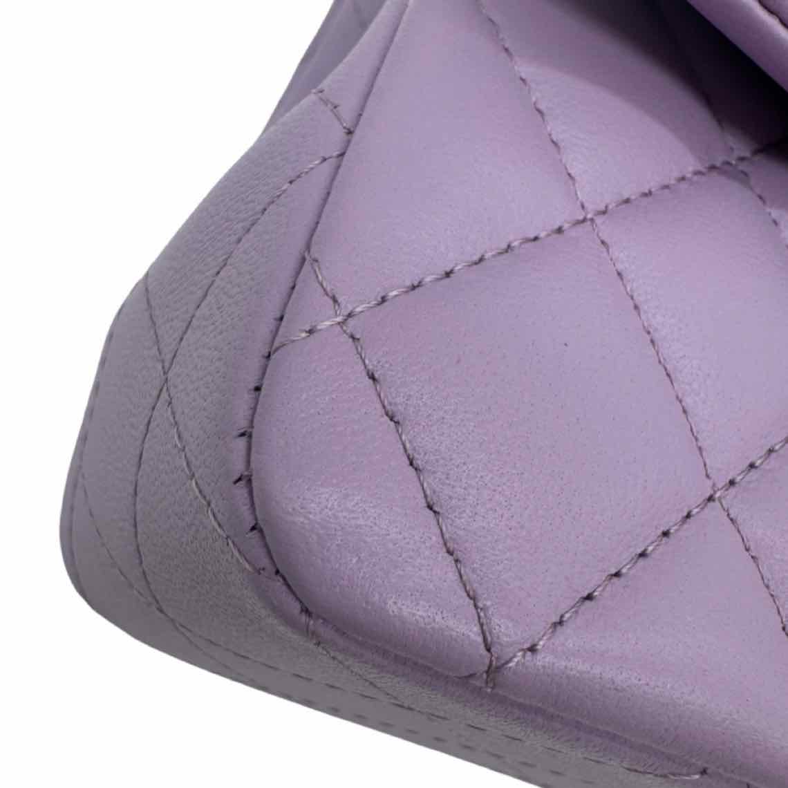 CHANEL Lambskin Mini Rectangular Top Handle Flap Lilac