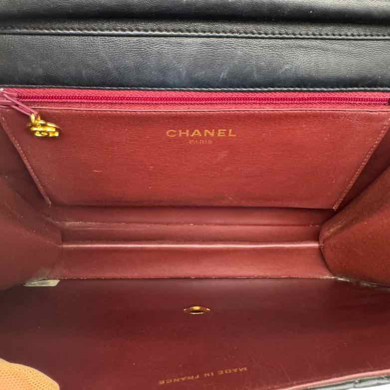 CHANEL Lambskin Push Lock Medium Half Flap Black (Pre-Owned)