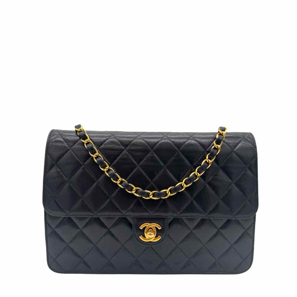 CHANEL Lambskin Turn Lock Medium Half Flap Black (Pre-Owned)