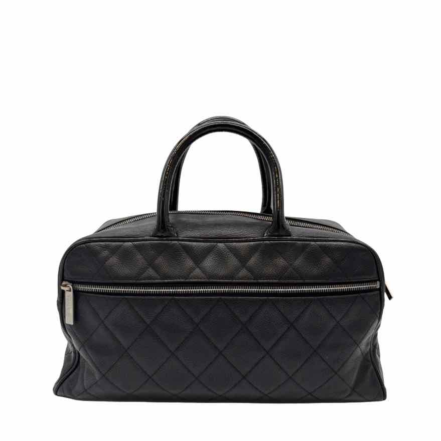 CHANEL Logo Caviar Boston Bag Black