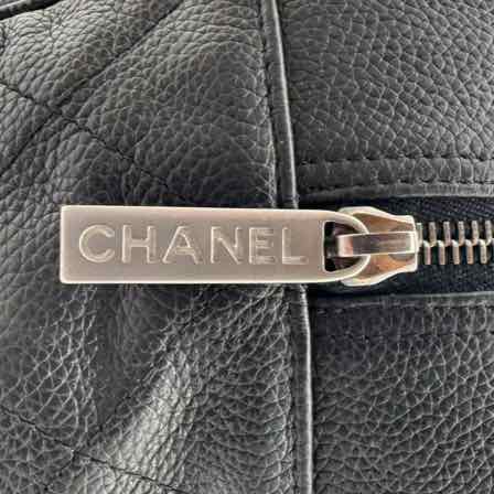 CHANEL Logo Caviar Boston Bag Black