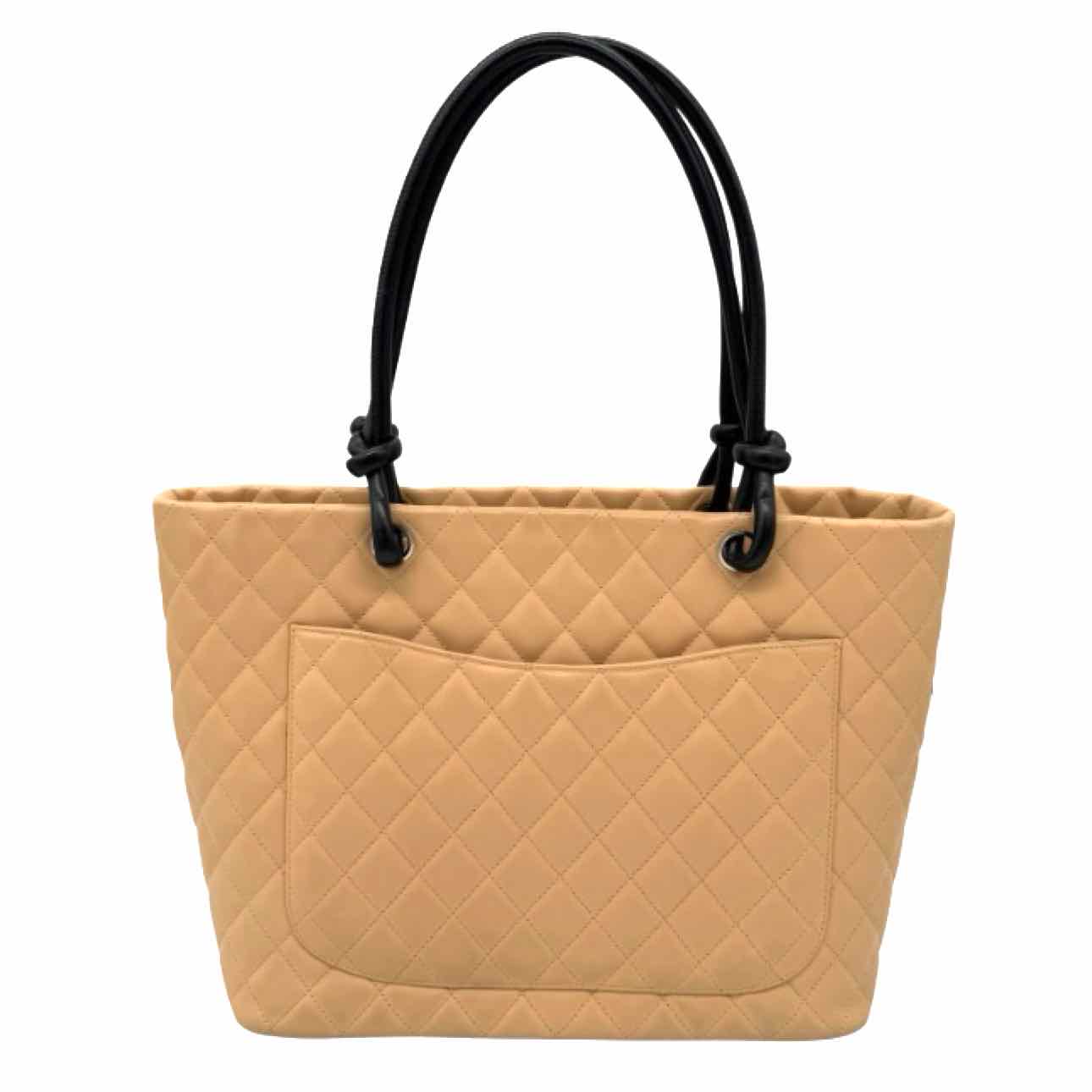 CHANEL Quilted Calfskin Medium Cambon Line Tote Bag Beige