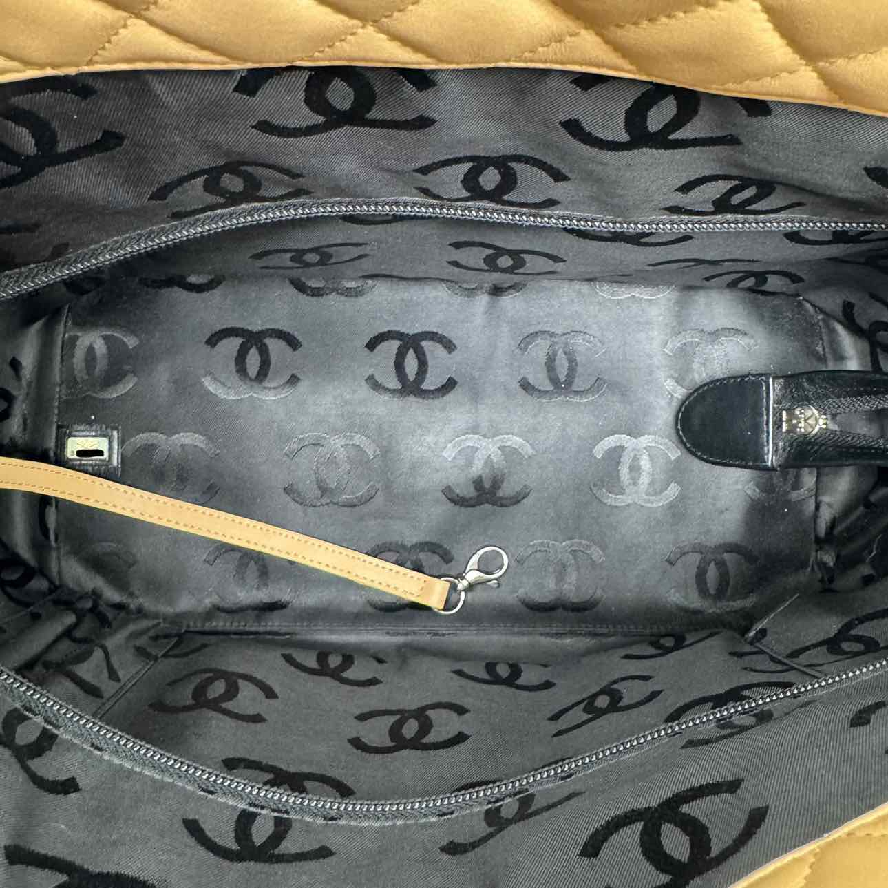 CHANEL Quilted Calfskin Medium Cambon Line Tote Bag Beige