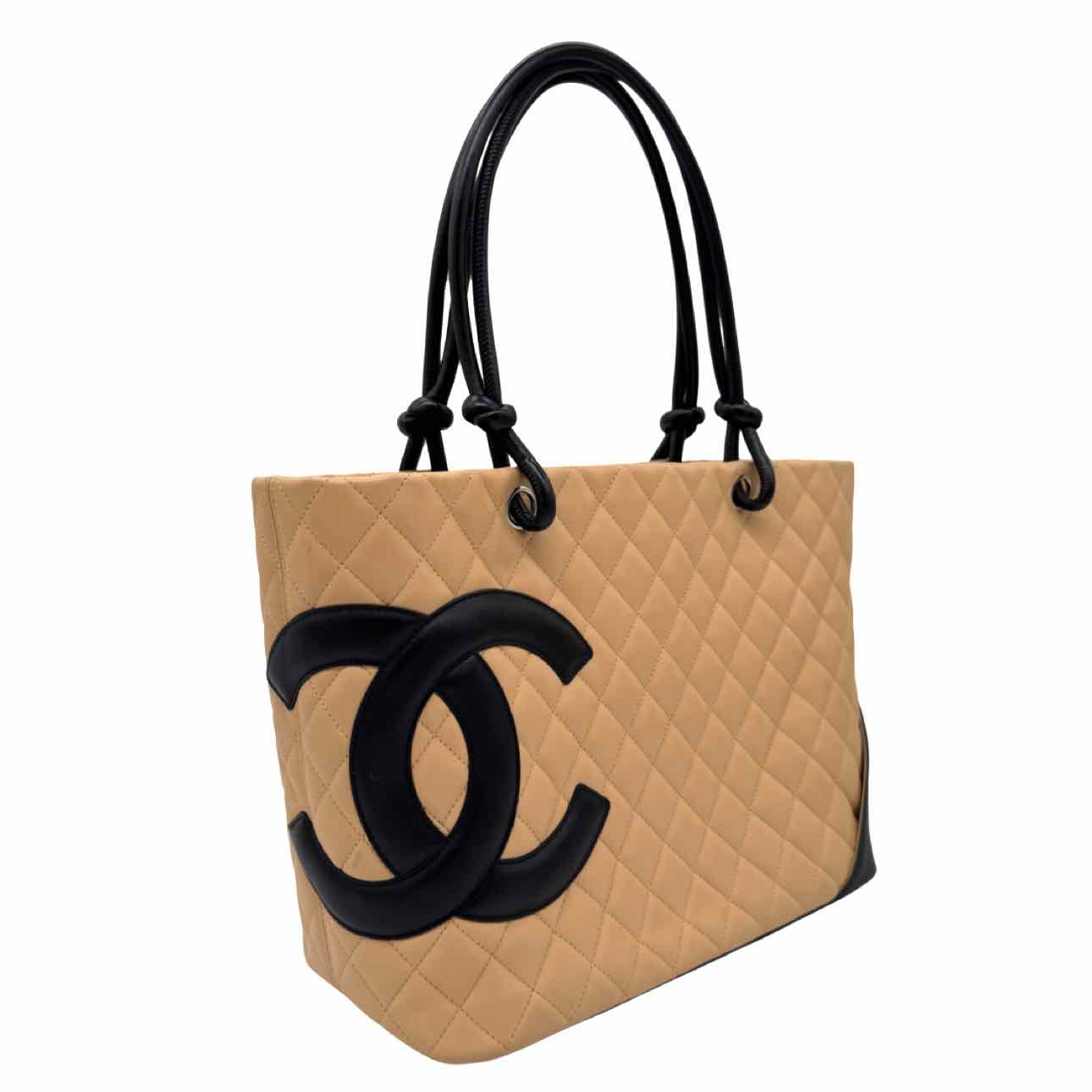 CHANEL Quilted Calfskin Medium Cambon Line Tote Bag Beige