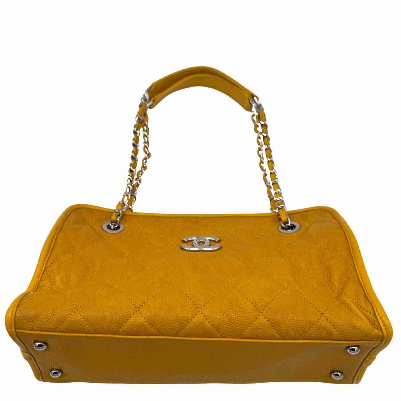 CHANEL Quilted Caviar French Riviera Tote Bag Yellow