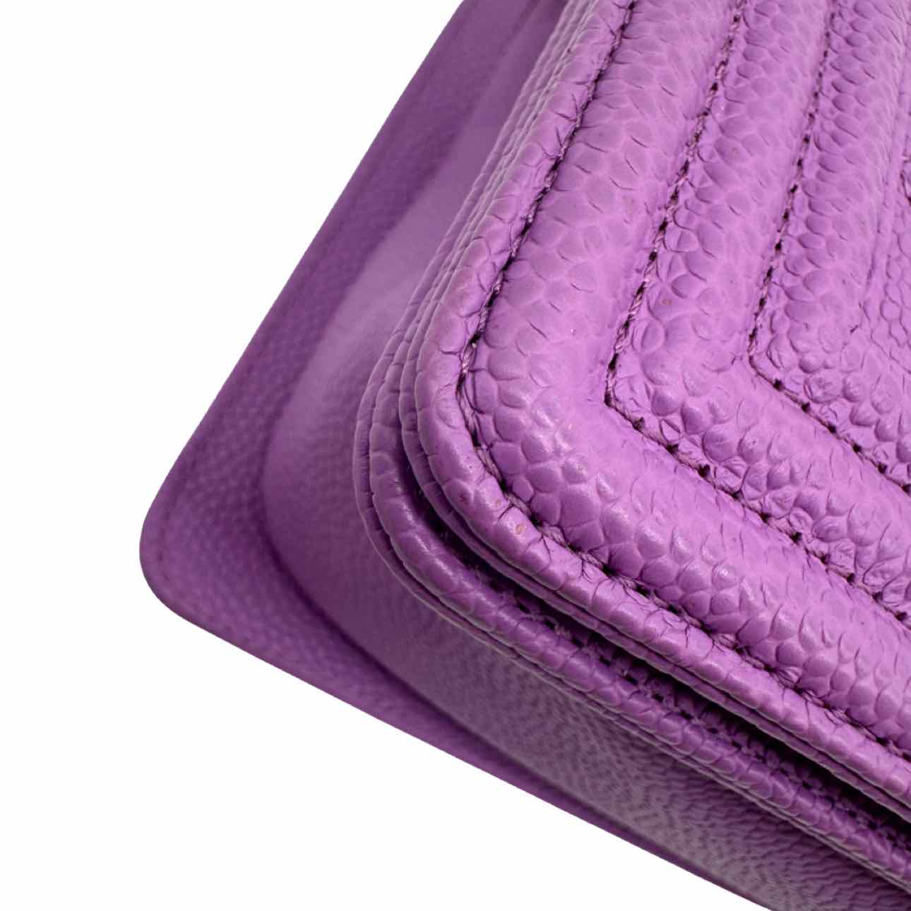 CHANEL Quilted Caviar Medium Boy Bag Purple