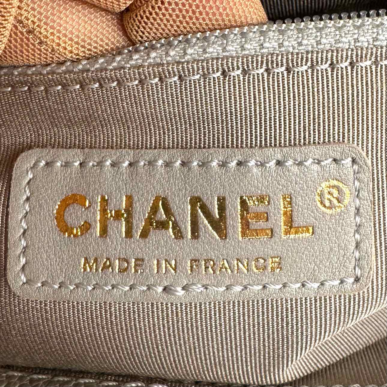 CHANEL Quilted Caviar Medium Boy Flap Beige