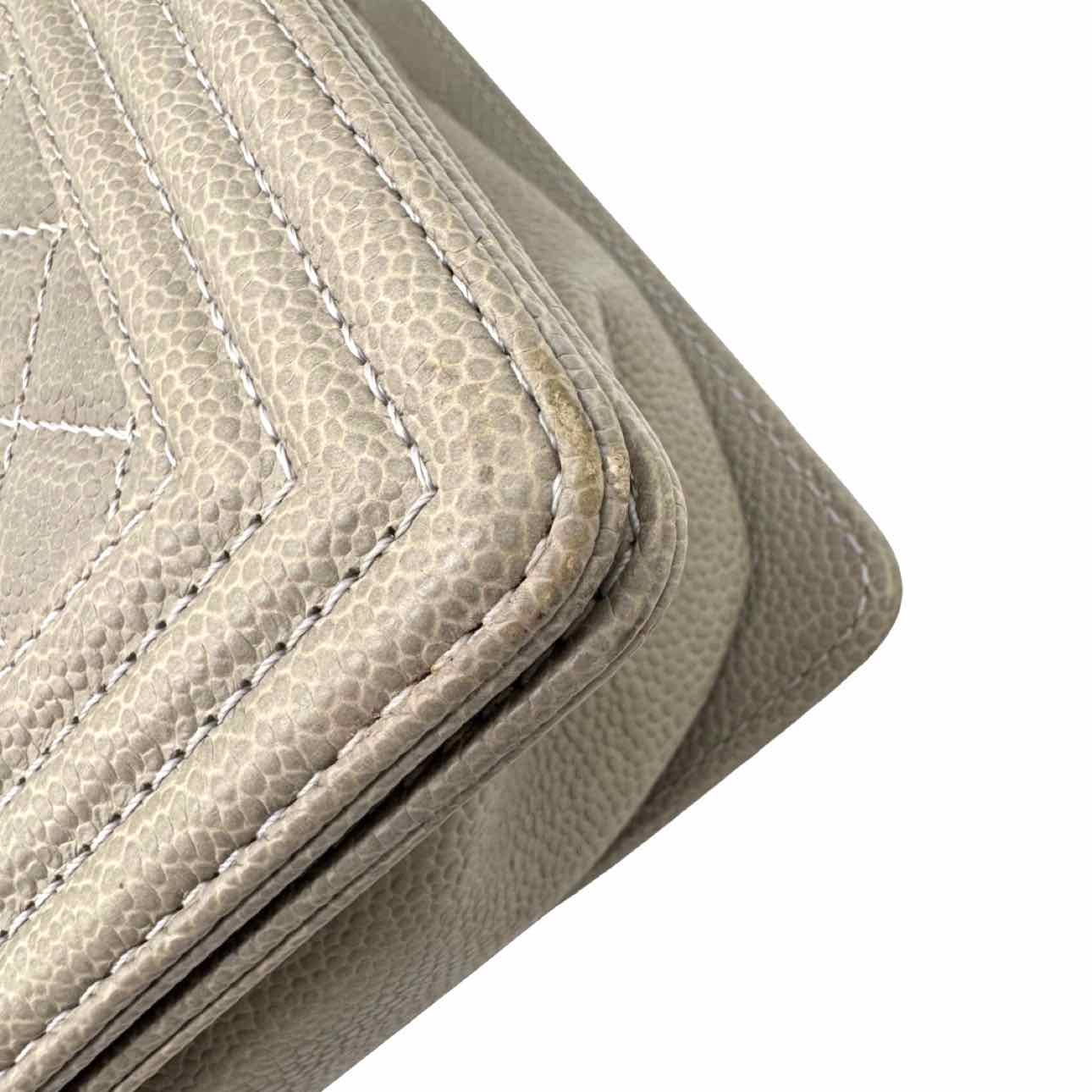 CHANEL Quilted Caviar Medium Boy Flap Beige