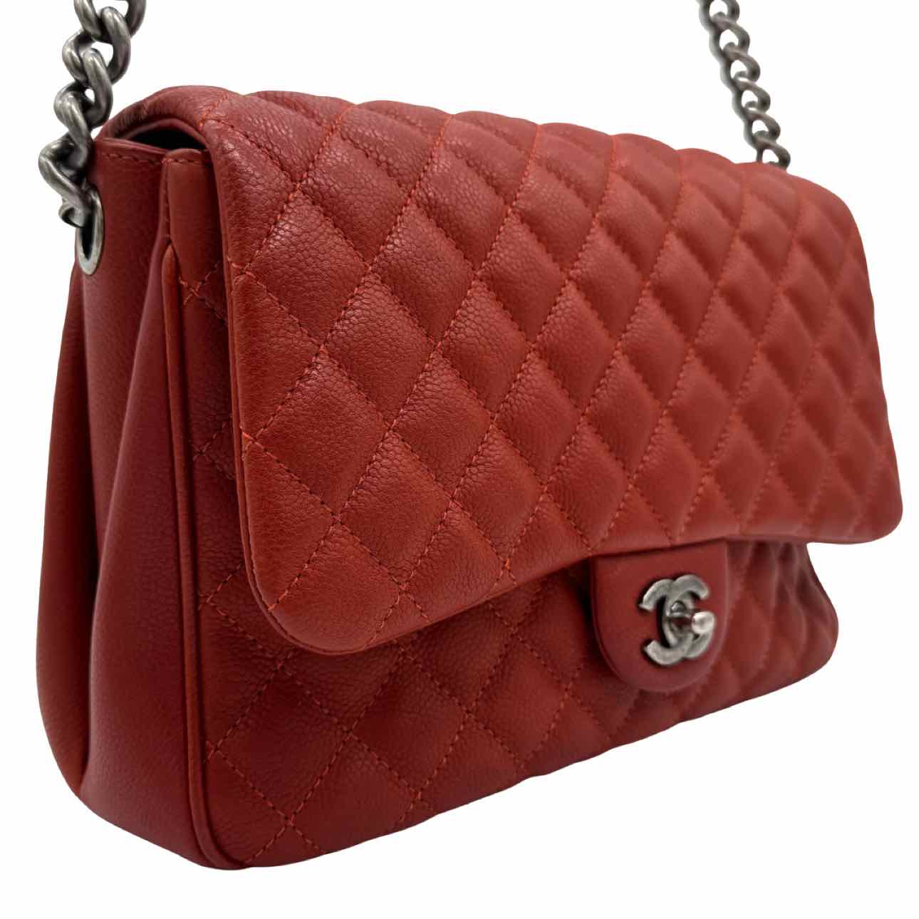 CHANEL Quilted Caviar Quilted Medium Rock In Rome Flap Brick Shoulder Bag