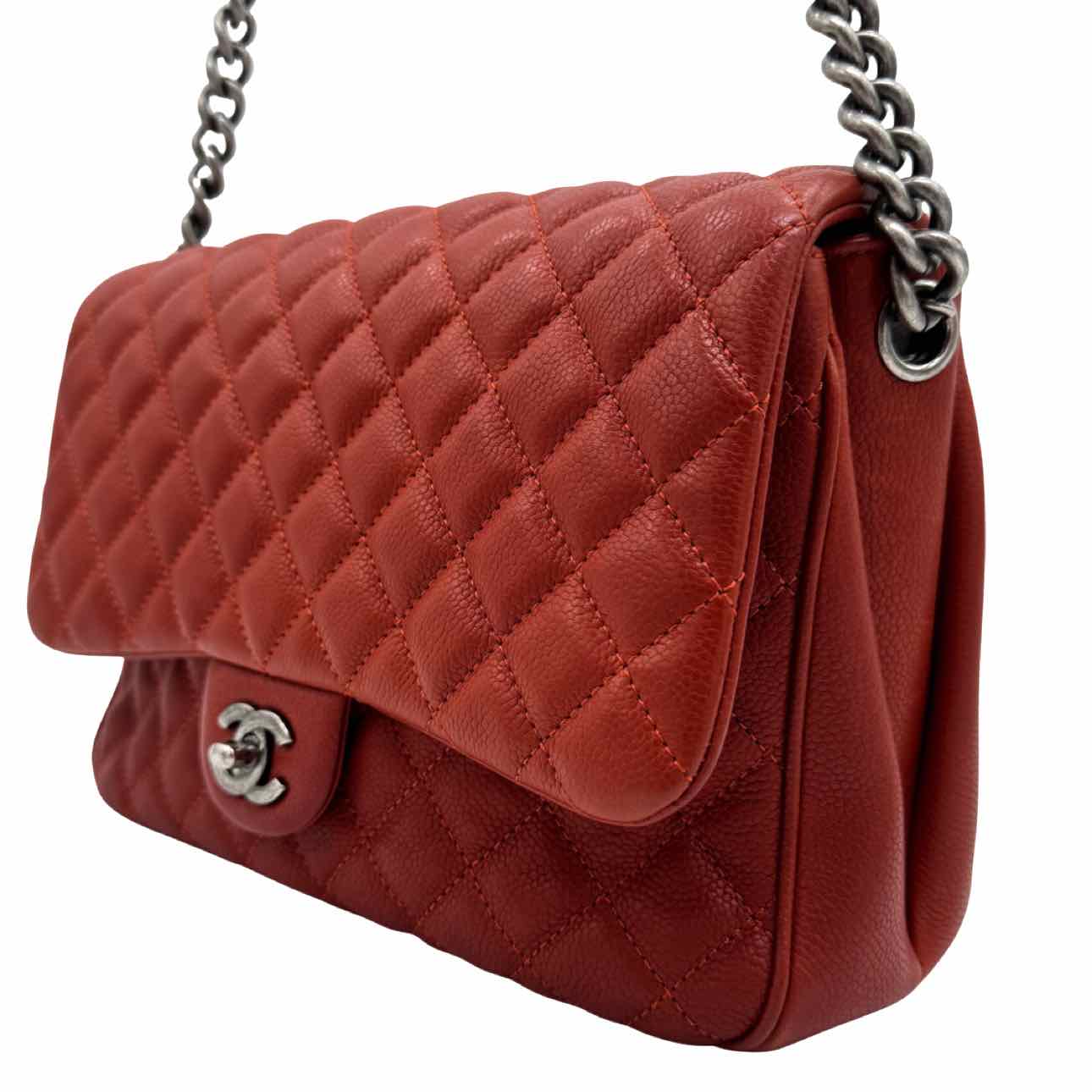 CHANEL Quilted Caviar Quilted Medium Rock In Rome Flap Brick Shoulder Bag