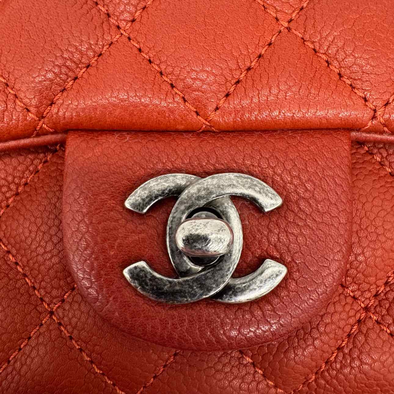 CHANEL Quilted Caviar Quilted Medium Rock In Rome Flap Brick Shoulder Bag