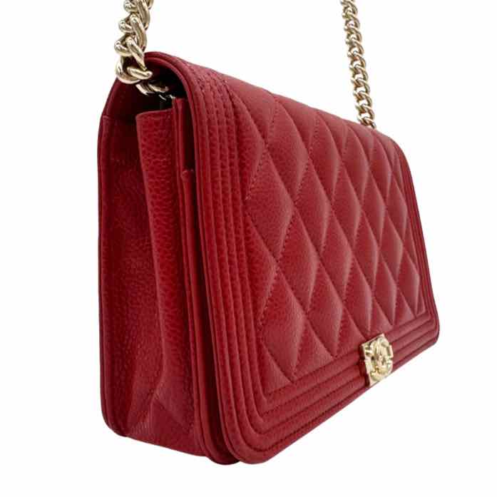 CHANEL Quilted Caviar Boy Wallet On Chain (Pre-Owned)